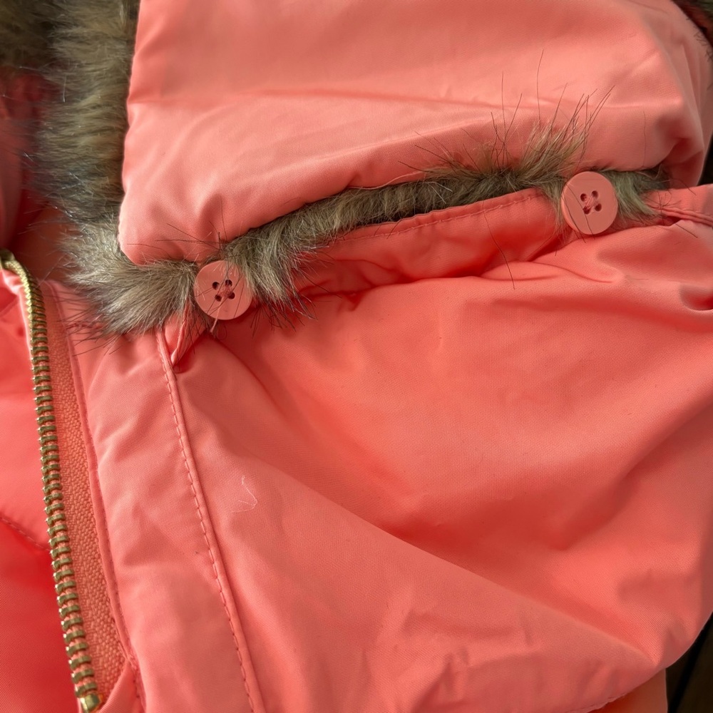 NWT Talbots Orange Down Quilted Vest Detachable Fur Collar M - Picture 7 of 12